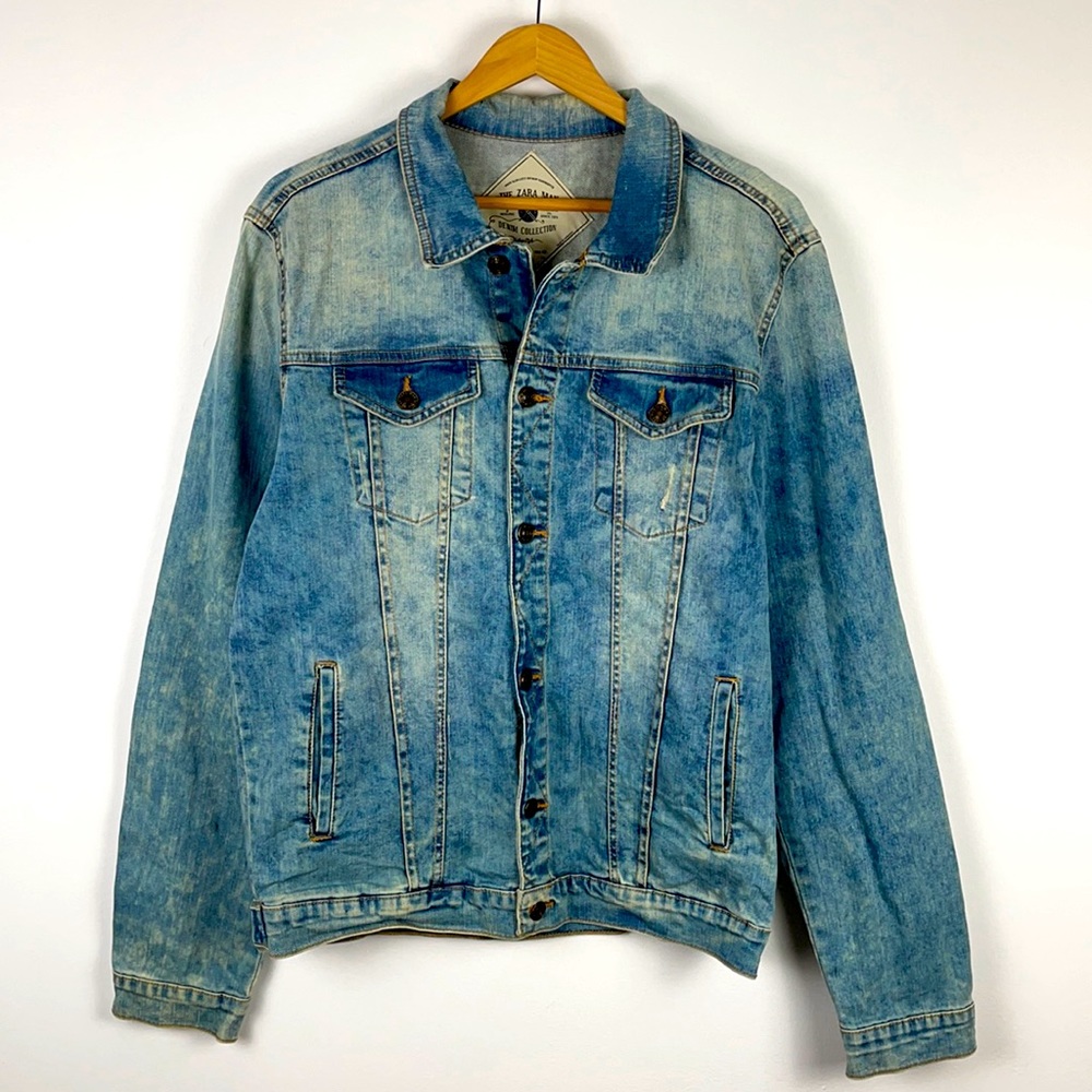 Zara Man Denim Collection Distressed Jacket